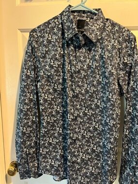 H&M Slim Fit Paisley Shirt - Black, White & Brown Accents